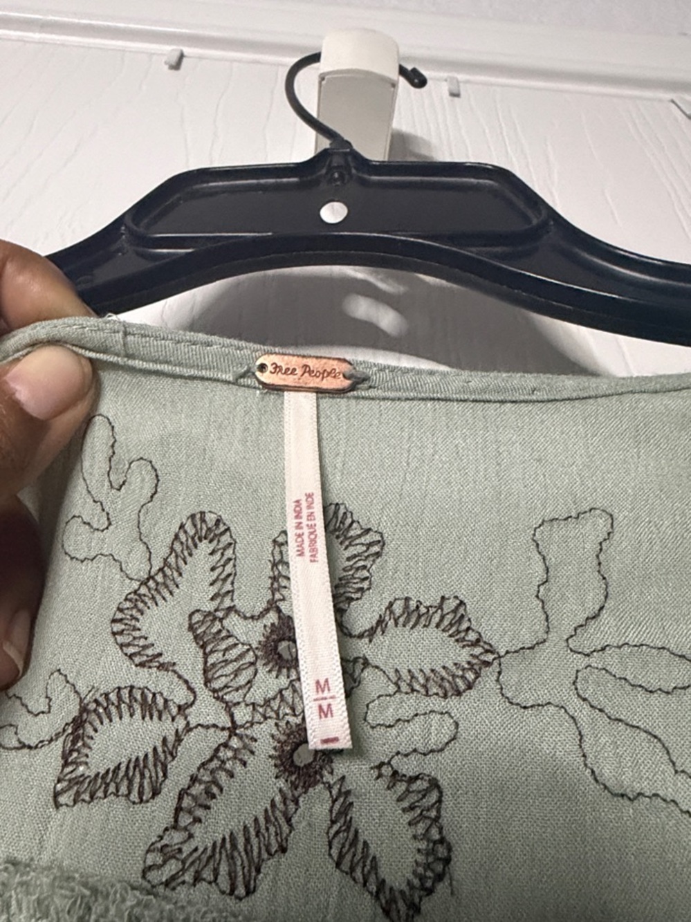 Free People Sage Green Embroidered High-Low Dress - Picture 3 of 4